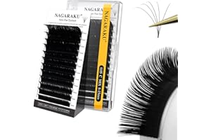 NAGARAKU Easy Fan Pestañas 2 Layers 2~20D Volumen Ruso Técnica Mechón Floración Rapid Pelo a Pelo Pestañas Postizas Abanico Automático Suaves Natural Auto Self Fanning Fluffy Lash Negro(0.05 C 8-15mm）