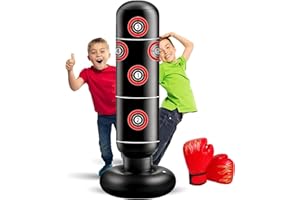 EIVONDA Sacco da Boxe per Bambini 165cm Gonfiabile Sacco Boxe con Guantoni da Boxe per Praticare MMA Karate Taekwondo e per Scaricare l'Energia Repressa Versione 2025
