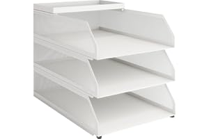 PUNCIA Vassoio per Lettere in Metallo a 3 Livelli Organizer da Scrivania per Ufficio Supporto da Scrivania per Accessori per Lettere di Carta 25x32x24CM per l'Ufficio Domestico e Scolastico(Bianco)
