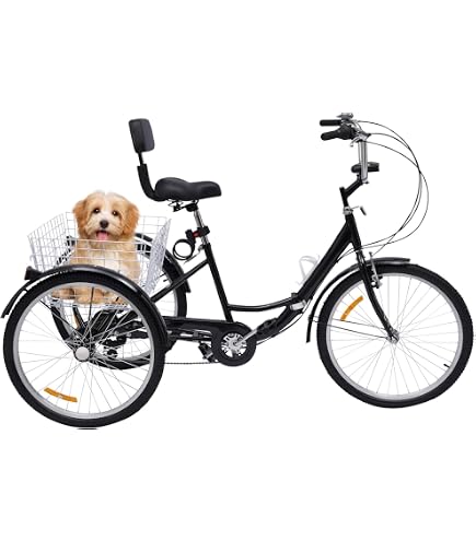 Tricycle Adulte Pliable 24" 7 Vitesses Avec Panier & Lumière - Neuf Sous Carton
