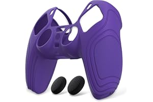 eXtremeRate PlayVital Coque Protection pour ps5 Manette,Housse Silicone avec Capuchon pour ps5 Joystick Controller Cover Skin Antidérapante,Édition Samouraï-Violet