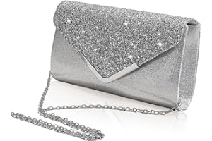 EJJUOO Elegante Envelope Tasche, Handtasche Silber,für Hochzeit, Party, Freizeit, Date,Geschenk für Freundin