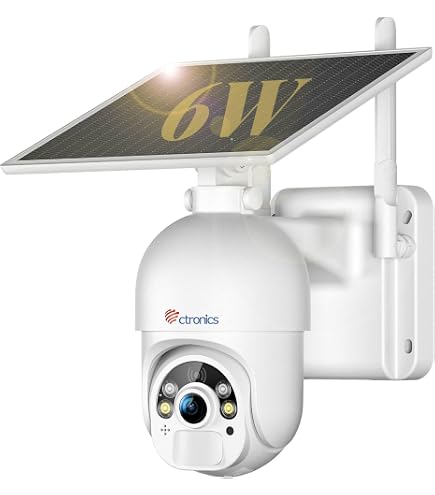 ctronics 4MP 3G/4G LTE Telecamera Interno con Scheda Sim, 360° PTZ Videocamera Sorveglian Senza WiFi, Visione Notturna a Colori, Rilevamento Umano/Movimento, Tracciamento Auto, Audio 2 Vie, Cloud