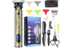 Maquina de Afeitar Hombre, AISEELY Maquina de Cortar Pelo Recortadora de Barba Hombre con LED Pantalla, Carga Rápida USB Inalámbrica Cortadora de Pelo para Barba, Apto para Familias/Peluqueros