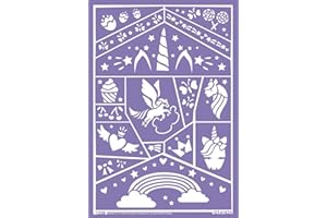 GRIM'TOUT Pochoir Maquillage Enfant - Poney et Licorne - 21x15 cm - Reutilisable et Lavable - Fête, Kermesse et Anniversaire - Kit Peinture Visage, Dessin, Tatouage Temporaire - Fille, Garçon