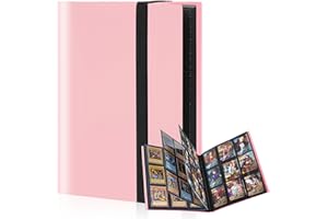 L&W LUCK Sammelkarten Album, 20 Seiten Binder Pokemon Karten, 360 Karten Kapazität Wasserdichter Ordner für Sammelmappe Karten, Mit Gummiband (Rosa)