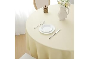Softalker Nappe Ronde 160 cm Beige,210GSM,Lavable,Texture Lin,résistante à l'eau,Anti Tache,pour extérieur,fête,Anniversaire,réveillon,Mariage,Noël,Table Basse,Table à Manger,Automne,Hiver,Nouvel an