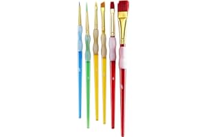 ‎PANDURO Panduro Easy-to-grip children's brushes, 6 pieces, for children, girls and boys, painting brush set, easy to grip, suitable for school, nursery, nursery