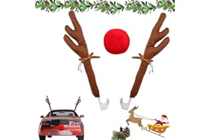 Abnaok Car Reindeer Antlers & Nose Vehicle Christmas Decoration with Jingle Bell, Auto Christmas Costume