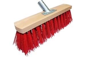 LOGOK2K Cotarba 12" 300mm RED Sweeping Brush Head Stiff Bristle Hard Broom Garden Yard Sweeper