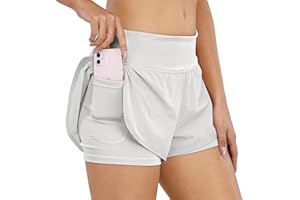 COTOP Pantalone Corto de Running Mujer,2 en 1 Pantalones Cortos Verano de Cintura Alta con Bolsillo,Pantalone Corto elásticos de Secado rápido para Mujer para Fitness Jogging Gimnasio Entrenamiento