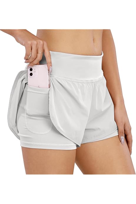 Pantaloncini Sportivi Uomo PINSPARK 2 In 1 - Corsa, Ciclismo, Fitness, Con Tasche Con Cerniera E Strisce Riflettenti