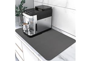 SOLIC Coffee Mat, Super Absorbent Drying Mat, Coffee Bar Accessories, Suitable with Waterproof Rubber Underlay, Fit Under Coffee Machine, Coffee Maker, Coffee Pot, Coffee Bar Accessories (Dark Grey, 31 x 17