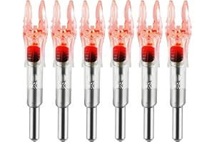 KEAUP Lot de 6 encoches lumineuses pour flèches avec diamètre intérieur .204 .233 .244 .246 avec douilles H, S, GT haute visibilité DEEPOWER LED flèches, interrupteur marche/arrêt inclus