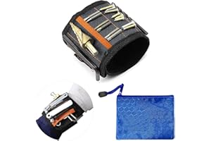 ZWZNBL Magnetic Wristband with Storage Bag, DIY Tools Belt Holding Screws Gadgets for Men Gifts, Magnetic Wristband with 15 Powerful Magnets Gift for Men, Valentine Day Gift for Man