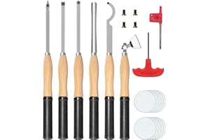 DEEFIINE 46.5cm Drechseleisen Set mit Hartmetall-Schneidplatten, 5Stück Drechselmesser Mit Schüsselschleifer, Drechselwerkzeug-Satz für Holz