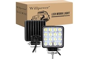 Willpower Phare de Travail LED Barre LED 12V 48W 10cm Projecteur LED Voiture Etanche IP67 Spot Feux Antibrouillard LED Feux de Travail pour 4x4 Moto Voiture Camion Tracteur SUV Bateau