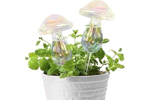 E-feilai Colorful Plant Watering Globes for Gift, Mushroom Plant waterer, Self Watering Dripper,Plant Watering Spikes,Glass Watering Stake for Indoor/Outdoor Plants (2, Colorful A)