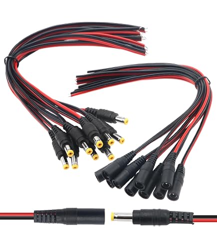 20 Connettori Impermeabili DC 5.5x2.1mm 12V – 10 Maschi E 10 Femmine A Vite, Per Telecamere Sicurezza E Strisce LED, Senza Saldatura