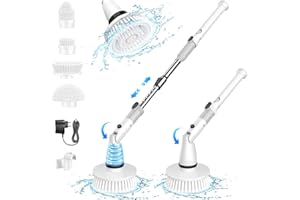 KLIHD Elektrische Reinigungsbürste Duschreinigungsbürste Spin Scrubber: Electric Cleaning Brush Schnurlos mit 4 Austauschbaren Bohrbürstenköpfen Kabelloser Putzbürste für Küche Badewannen Bad Fliesenboden