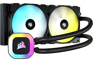 CORSAIR H100 RGB Liquid CPU Cooler - 240mm AIO - SP120 RGB Elite Fan - Fits Intel LGA 1200/115X/2066, AMD AM4 - ARGB Mainboard Adapter Included - Black