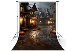 MEHOFOND 5x7ft Halloween Backdrop Pumpkin Night Bat street Castle Horror Night halloween decorations Children Party Decoration Banner Photography Backdrop Wall Studio photo Props