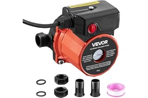 VEVOR Pompe de recirculation d'eau chaude, 38 L/min, système de pompe de circulation instantanée, contrôle à 3 vitesses, 100 W, CA 220-240 V, adaptateur G3/4 vers G1/2, tête en fonte, pour chauffe-eau