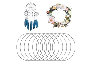 YEJAHY 10 anelli in metallo, 10 cm, anelli decorativi da appendere, per anelli rotondi in metallo per fai da te, acchiappasogni, pneumatici (argento)