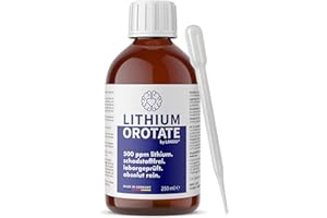 LANGGI Lithium Orotate | 250ml | 99 % Reinheit | 0,5 mg (500ppm) elementares Lithium pro ml | Made in Germany | Laborgeprüfte Reinheit