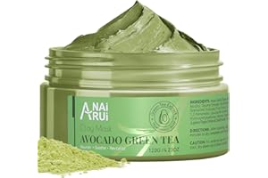 ANAI RUI ANAiRUi Mascarilla de barro con avocado y té verde, marcarilla facial hidratante detoxante, desobstruye los poros, elimina los punto negros, tratamiento del acné, 120g