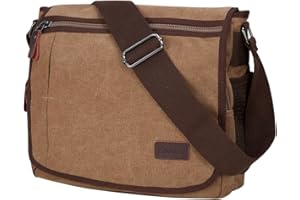 MODOKER Messenger Bag for Men, 13 Inches Laptop Satchel Bags, Canvas Shoulder Bag with Bottle Pocket