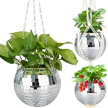 SIYANO Pot De Fleurs Suspendu Boule Disco Miroir - Décoration Murale Jardin Maison Unique Et Élégante