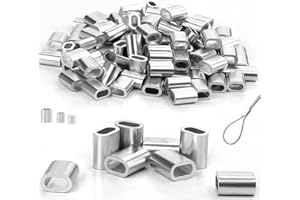PYROCLASIA Morsetti a pressione in alluminio, 2 mm, manicotto in alluminio, morsetti ovali, 120 pezzi, manicotti in metallo, per funi, cavi, cavi in acciaio (argento)