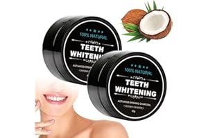 Omlalayi Paquet de 2 Poudre Blanchissante Dents,Charbon Actif Blanchisseur de Dents Naturel,Poudre des Dents,Charbon Dentaire,Poudre Blanchisseuse de Dents,Poudre de Charbon Actif - Détachant