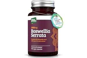 Boswellia Serrata Capsules/Tablets (2000mg 5:1 Extract) Made in UK by Nature Provides - 180 Vegan Caps, 6 Months Supply, 65% Boswellic Acid, Indian Frankincense, Joint Support, Anti-Inflammatory