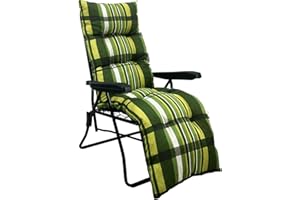 Marvin Sdraio da Giardino con Poggiapiedi Reclinabile Regolabile in 6 Posizioni Flock, Poltrona Sedia Sdraio con Cuscino Imbottito 8cm e Braccioli Automatica per Interno o Esterno (Verde scozzese)