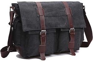 WTIGER Laptop Messenger Bag, 15.6 inch Canvas laptop bag Shoulder Bag Briefcase Cross body Bag Work School for Men Women