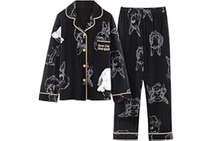 GOSO Girls Cotton 2pcs PJS Button Down Pyjamas Set Long Sleeves Loungewear Set Nightwear for Winter/Autumn, Breathable Cute Sleepwear Set for Teen Girls Big Girls