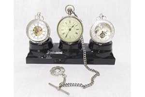 INKWELLINSERTS New Design Takes X Large Watches. Triple Pocket Watch Stand Rack Holder Desk top Display fob Watch Black Ceramic Three Watch Display Stand Hold 3 Pocket Watches Side by Side