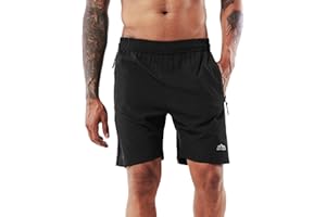 YAWHO Herren Sporthose Kurz Hose Laufshorts Trainingsshorts Schnelltrocknend mit Reißverschlusstasche/Jogging Hose für Workout,Laufsport,Fitness