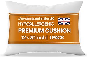 Oliver Bedding Hypoallergenic Premium cushion inserts 1 pack, Hollowfibre Stuffed Square Cushion Pillows for Sofa and Bed, Comfortable Anti Allergenic Pad Stuffer Insert Square Pillow (12" x 20")