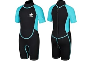 AOOSA Traje de Neopreno para Niños y Niñas, 2.5mm Neopreno Niño con Cremallera Trasera, Traje de Agua para Deportes Acuáticos, Natación, Esnórquel, Surf y Buceo
