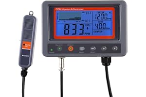 GAIN EXPRESS Digital CO2 Carbon Dioxide IAQ Monitor Controller with Relay Function 45m Cable NDIR Sensing Probe for Green House Home, Office, Factory
