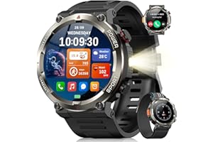 Blackview Montre Connectée Homme Femme, Illumination,Batterie 100 Jours, Écran Tacile 1.45" TFT, Appel Bluetooth, Cardiofréquence, Analyse Sommeil, 100+ Modes Sport,pour Android/iOS (Noire)