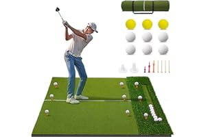 TTCB Sports Golf Practice Mat, Golf Hitting Mats 5x4FT & 13"x17" with Anti-Slip Base+Ball+Tees, Indoor/Outdoor Training Equipment for Swing Driving, Gifts for Men/Golfer