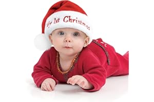 Weihnachtsmütze Baby Nikolausmütze Baby "My 1st Christmas"Plüsch Weihnachtsmann mütze Rote Santa Mütze Bequemes Dicker Klassischer nikolaus mütze aus Samt für Gedenken festliche Partys im neuen Jahr