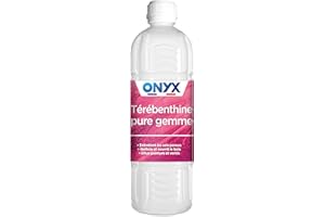 Onyx - Térébenthine Pure Gemme - Produit Nettoyant et Nourrissant Bois, Cuirs Encrassés et Objets Cirés, Diluant Pâte à Bois et Cires - Fabrication Française - 1L