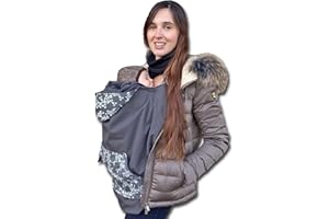 BABYMONKEY Cover babywearing autunno e inverno, cover per portare, copertura per marsupio impermeabile Baby monkey (Grigio Flora)