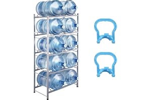 VEVOR 5 nivåer vattenbehållare, 5 gallon vattenflaskhållare, dubbelradig vattenflaskhållare för 10 flaskor, kraftig vattenkannställning för kök, kontor, vardagsrum, silvergrå