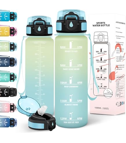 Gourde Sport XZMCAT 750 Ml – Tritan Sans BPA, Marqueur De Temps, Paille, Étanche, Couleur Rose Dégradé